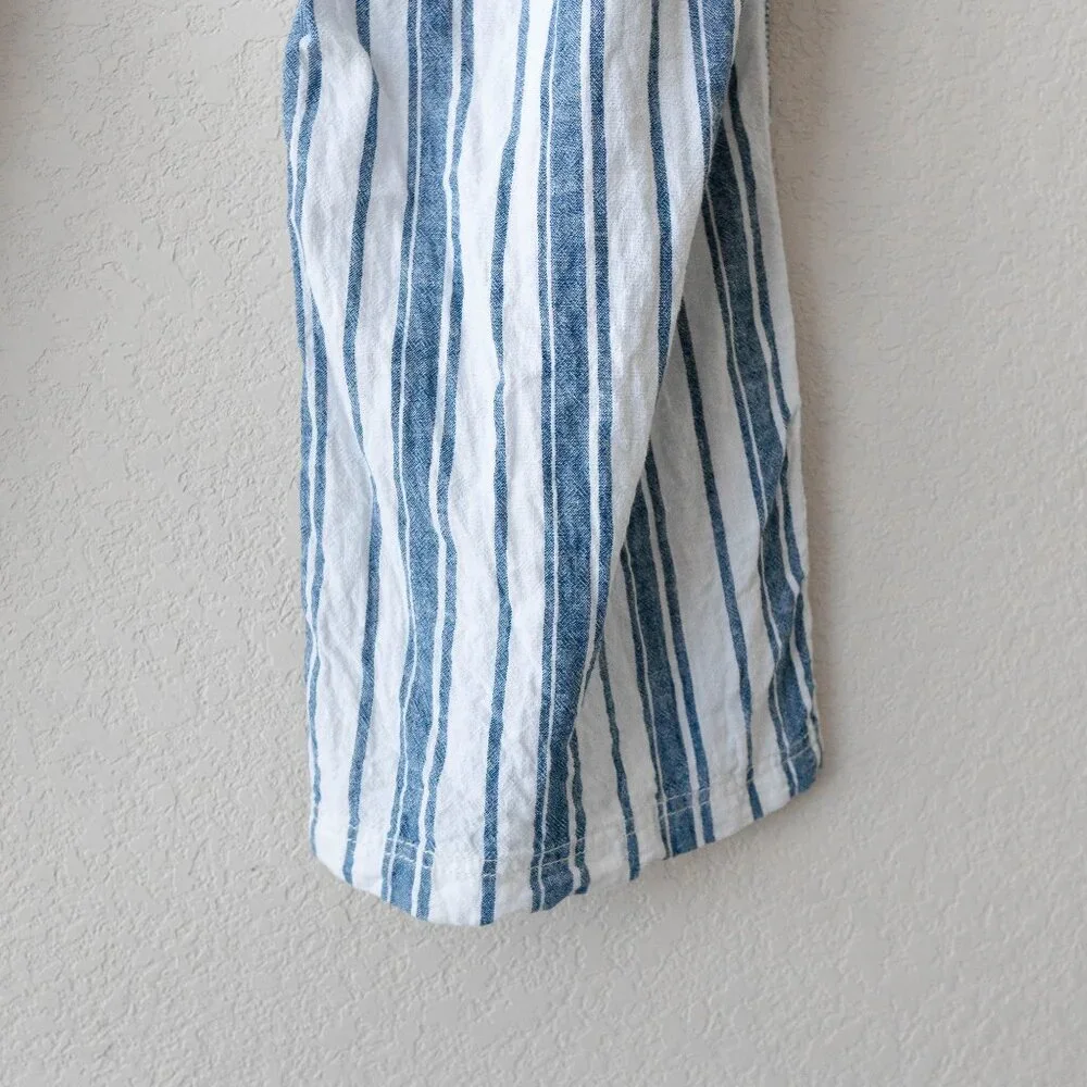 Sonoma XXL Linen Cotton Wide Leg Pants Blue White Stripe Drawstring 30” Inseam - Picture 7 of 9